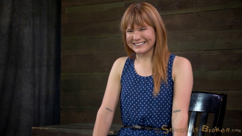 Redhead with belted eyes eats a big black dick