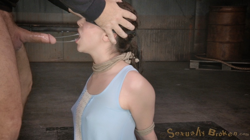 Very sloppy and deep blowjob by a blindfolded teen