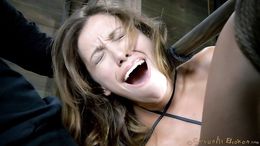 Cuffed girl is screaming during hardcore sex