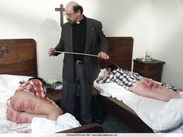 On the stomach, after the meeting with the cane