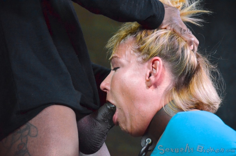 Gorgeous blondie passionately sucks a big boner