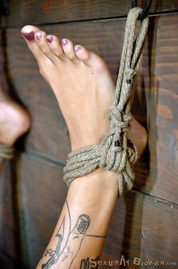 Sloppy deepthroat and pussy rape for a bound in wood Bonnie Rotten