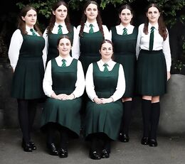 British schoolgirls, happy and caned