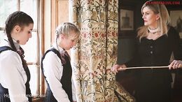 British schoolgirls, happy and caned