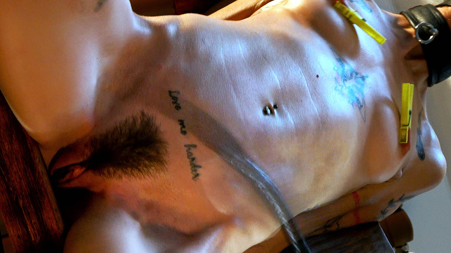 Super Skinny Fitness Pornstar Adelle Unicorn tied to a chair and harshly whipped from frontside (pussy & tits) part 3