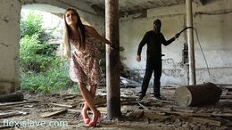 Skinny BDSM Pornstar Cindy Shine Tied up and Whipped at Run Down Location