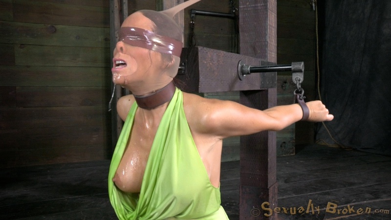 Hard black pipe fills out her small white mouth