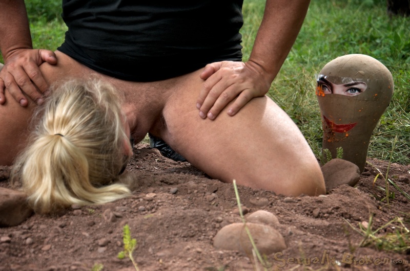 Forest throat and pussy abuse for a young blonde teen