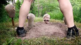 Forest throat and pussy abuse for a young blonde teen