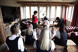 British schoolgirls, happy and caned
