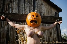 Sex toy with huge boobs abused on the Halloween